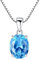 NicoWerk Halskette Damen Silber 925 – Silberkette Damen 925 mit Anhänger aus blauem Topas Edelstein, Kette für Frauen - SKE468