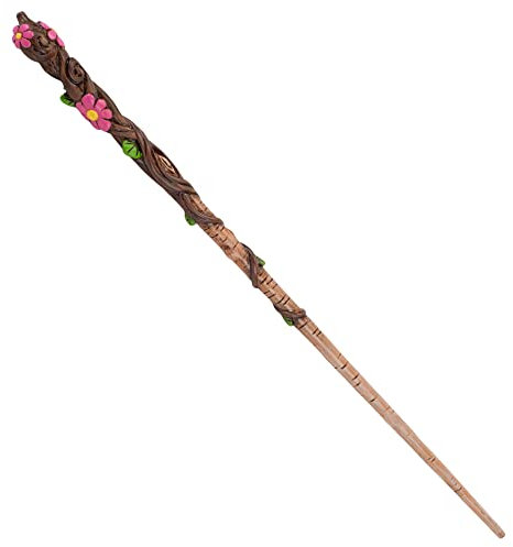 Cottage Garden Baguette Magique de sorcière en résine Marron avec Fleur Rose 35 cm