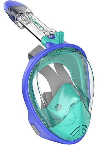 G2RISE Máscara de Buceo, Máscara de Snorkel de Cara Completa 180 Vista Panorámica con Montaje de Snorkel Desmontable, Diseño Antiniebla y Plegable para Adultos y Niños
