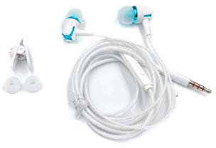 Auriculares de diseño para Samsung Galaxy A01 Smartphone con Micro Reglage Kit Mano Libre Auriculares Universal Jack (Azul)