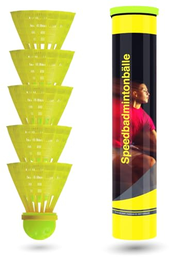 TK Gruppe Timo Klingler 70x Speedbadminton Federbälle schnell gelb Badmintonbälle für Training & Wettkampf Badminton - Feder Ball/Bälle Federball für Outdoor & Indoor