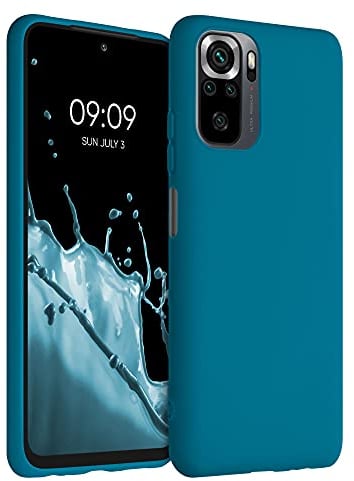 kwmobile Funda para Xiaomi Redmi Note 10 / Note 10S Carcasa - Ultrafina de TPU y Silicona con Bordes elevados anticaídas - Azul océano