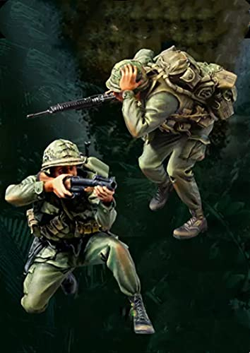 Risjc 1:35 Vietnamkrieg US Army Resin Soldatenmodell (2 Personen) unbemalt und unmontiert Miniaturmodellbausatz/R54182