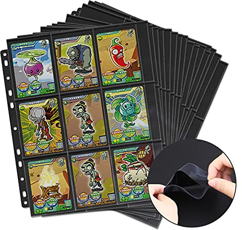Moocuca 630 Pockets Leere Sammelalbum, 35 Seiten Pro 18-Pocket Taschen Sammelkarten Folien, Taschen auf beiden Seiten jeder Seite, Leere Sammelmappe für eine Vielzahl von Ringbücher (9 Gitter schwarz)