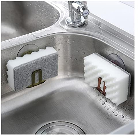 Koksi Kitchen Plastic Sink Caddy with Strong, Removable Suction Cups - Sponge Holder