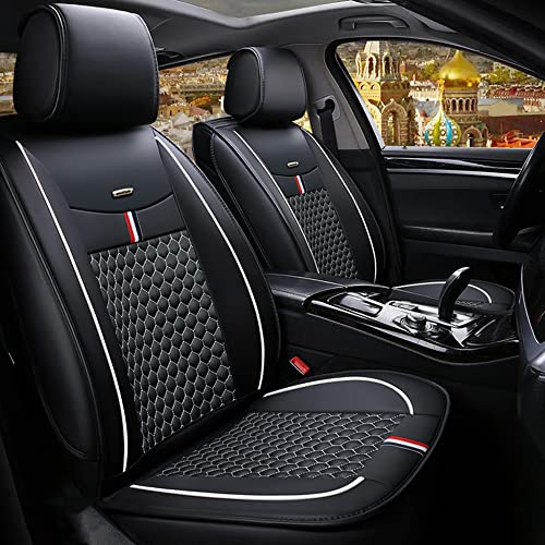Maibuli Auto Sitzbezüge Set für Kia Sportage Sorento Ceed Picanto XCeed Rio Proceed 5 Sitze PU Leder Sitzauflage Innenraum Zubehör Standard-Sitzbezug Schwarz Weiss 5 Sitze Standard-Sitzbezug