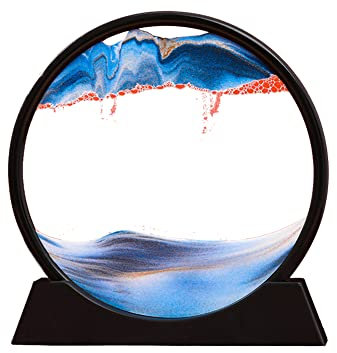 DuzLink Peinture de Sable Qui coule Décoration de Sable Mobile Rond 3D Paysage de Sable, Cadeau pour Enfants et Adultes Décoration de Maison, de Bureau, d'étagères