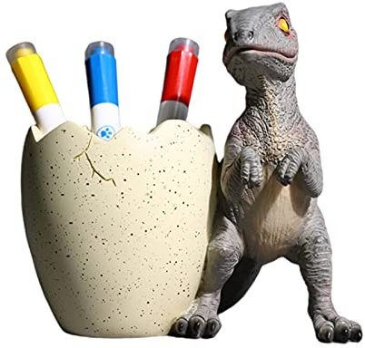 Pot à crayons en résine en forme de dinosaure - Pot à crayons pour bureau, décoration de bureau - Organiseur de crayons pour enfants et garçons (Athlon)