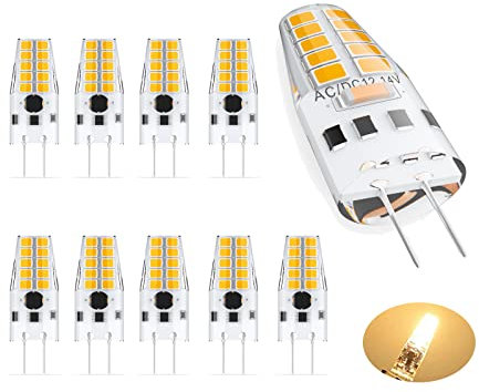 G4 LED Lampen 3W, Ersetzt Für 30W Halogenlampen, 300LM, Warmweiß 3000K, AC/DC 12V Glühbirnen, flackerfrei, 10er Pack