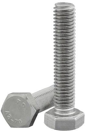 Sechskantschraube nach Norm DIN 933 / ISO 4017 rostfreier Edelstahl A2, V2A, Vollgewinde, Maschinenschraube (10 Stück, M10 x 70 mm)