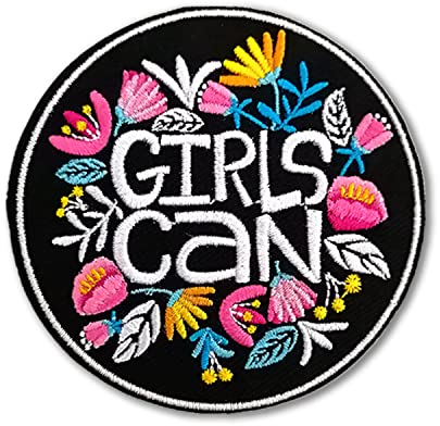 BPA Aufnäher Patches Blumen,Patches zum Aufbügeln,Bügel Patches,Flicken zum Aufbügeln-Girl Can