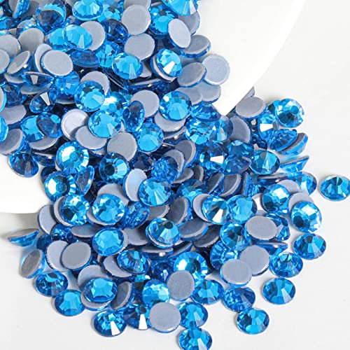 Beadsland Hotfix Rhinestones, 2880pcs Flatback Crystal Rhinestones for Crafts Clothes DIY Decorations, Capri Blue, SS6, 1.9-2.1mm