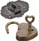 2pcs Brass Hasp Clasp with Heart Shaped Lock Antique Embossing Decorative Brass Hasp for Cabinet Jewelry Box