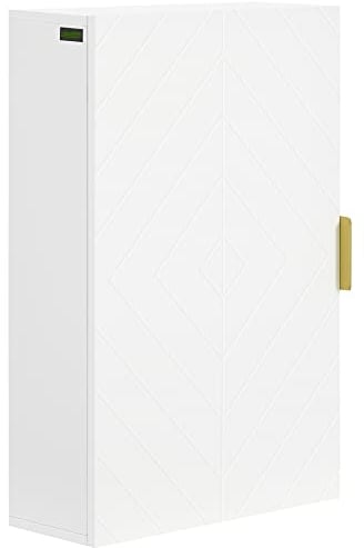 kleankin Armoire Murale de Salle de Bain- Meuble de Rangement - avec étagère réglable - dim. 40L x 15l x 60H cm Blanc
