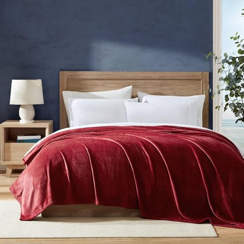 Nautica Wendbare Bettwäsche aus ultraweichem Plüsch-Fleece, leichte Heimdekoration für alle Jahreszeiten, King-Size-Bett, Rot