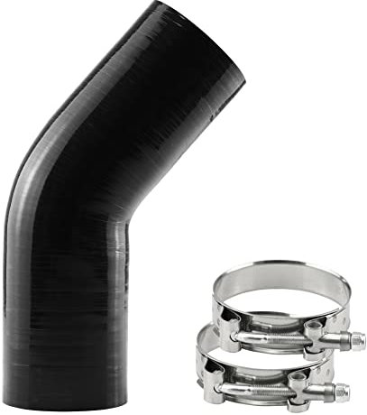 Ucreative 45 Degree 4-Ply 5MM Thickness High Performance Elbow Silicone Hose Coupler with T-Bolt Clamp ID: 3 inch (76mm)