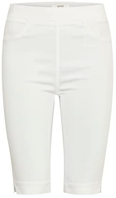 OXMO OXDITRINE Damen Chino Shorts Radlerhose Knielange Hose aus Viskose elastischer Bund Skinny-Fit, Größe:S, Farbe:Optical White (110601)