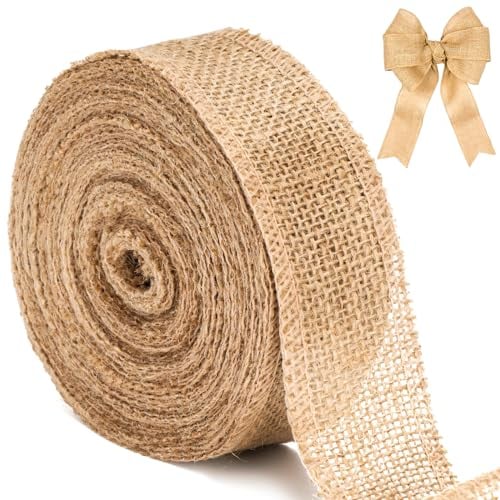 G2PLUS 10M Juteband Burlap Band Vintage Geschenkband 4cm Breit Sackleinen Band Dekoband Juteband für DIY Handwerk Weihnachten Deko Hochzeit Party