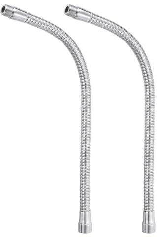 PATIKIL 16 Microphone Gooseneck, 2Pcs 5/8-27 Thread Metal Universal Hose Flexible Arm Gooseneck Tube Extension for Multifunction DIY, Silver Tone