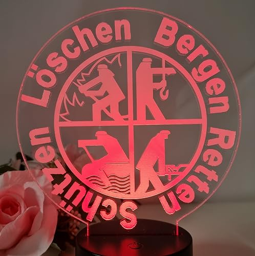 Optechvisual Feuerwehr LED Tischlampe geschenkidee für Feuerwehrmann, Feuerwehrfrau, Freiweillige Feuerwehr geschenk als Wohnungsdekoration Leselampe und Kinder Nachtlicht.