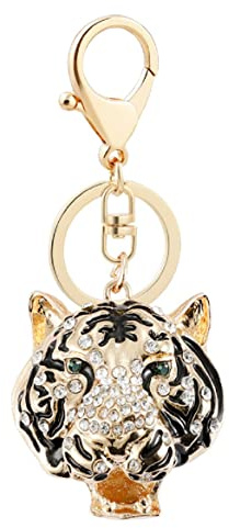Tiger-Schlüsselanhänger für Frauen, Niedliche Tigerkopf-Schlüsselkette für Mädchen, Lustige Tiger-Schlüsselanhänger, Punk brüllender Tiger Schlüsselanhänger, Strass Tiger Tier Schlüsselanhänger