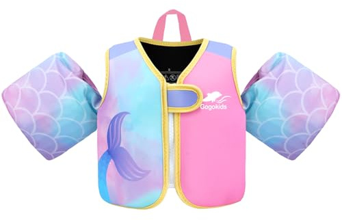 Gogokids Kinder Schwimmweste mit Schwimmärmeln, Kleinkinder Schwimmjacke mit Zwei Armbändern Kinder Schwimmhilfe Auftrieb für 2-6 Jahre/10-30KG Perfekt für Pool, Schwimmunterricht und Wasserpark