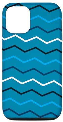 Hülle für iPhone 14 Light Blue Dark Blue Zigzag Waves Ocean Modern Pattern