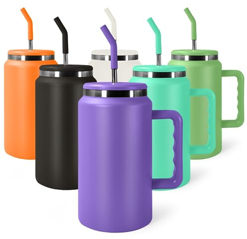 AGH life GH 50 oz 1420ml Tumbler with Handle, Vacuum Insulated Double Wall Stainless Steel Mug with Lid and Straw for Camping, Tailgating, Commuting, Gifts, Orange, Keeps Water Cold 42 Hours