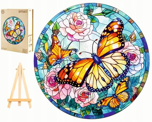 PASJO - Holzpuzzle Erwachsene mit Motiv Einer Schmetterlings 280 Teile 34x34 cm - Geschenkidee für Kinder - Holz Puzzle Schmetterlings - Einzigartige Tierförmige Holz-Puzzle - Creative Jigsaw