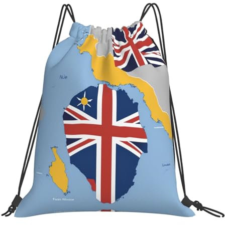 nanger Niue Tasche mit Kordelzug, Motiv: Flagge, Karte, Turnbeutel, Sporttasche für Männer und Frauen, Reisen, Strand, Schwimmen, Weiss/opulenter Garten, Einheitsgröße