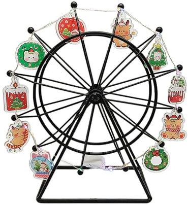 Riesenrad für Weihnachten – Riesenrad Spielzeug Weihnachten | rotierendes Riesenrad mit LED-Lichtern | Weihnachtsdekoration für Heimdekoration, Weihnachten, Geburtstag (22 x 10 x 23 cm) (schwarz)