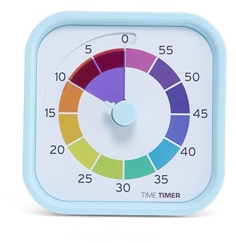 TIME TIMER Mod Home - Rainbow Wheel - Temporizador de Cuenta atrás Visual de 60 Minutos con segmentos de Color de 5 Minutos, niños pequeños, Estudiantes, con Funcionamiento silencioso (Arcoíris)