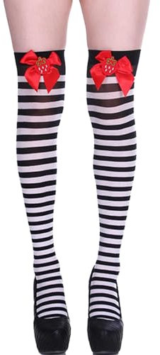 Geburtstagsgeschenke für Frauen und Freunde, lustige Geschenke für Frauen, Streifendruck, lange Kniestrümpfe, Kostüm, lustige Verkleidungsrequisiten, Katzen (Schwarz, A), Schwarz , Einheitsgröße