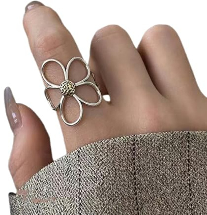 WYLXIN Ringe für Damen Daisy Blumenring Für Frauen Einfacher Offener Ring Mode Index Finger Ring Trendy Trendy-Blume