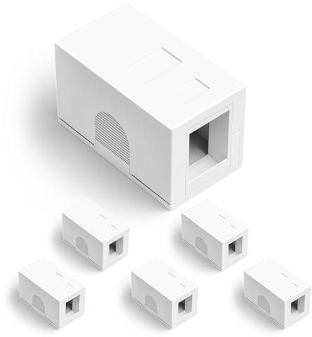 LEENUE 1-Port Keystone Jack Aufputzdose für STP Cat7/Cat6A RJ45 Keystone Jack, rj45 Aufputzdose für UTP Cat6/Cat5e/Cat5 RJ45 Keystone Jack Weiß, 6Pack
