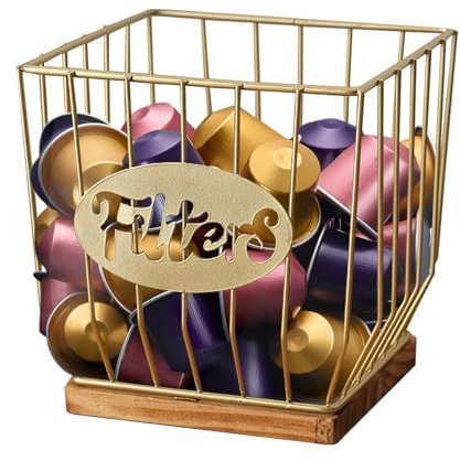 MEETOZ Extra-Large Coffee Pod Holder, K Cup Holders,K Cup Storage, Coffee Pod Basket, Coffee Station Organizer, Coffee Bar Accessories for Counter Small Space (Gold)