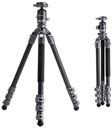 Tilta Camera Tripod, Travel Tripod with Ball Head, 3-Stage Carbon Fiber Legs, Arca-Swiss Plate - Space Gray TT-BT05-FB-SG
