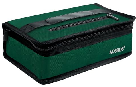 AOSBOS - Bolsa de comida para mujer, hombre, pequeño, para almuerzo, para mantener caliente y frío, refrigerador flexible, aislante para oficina, escuela, pícnic, verde esmeralda