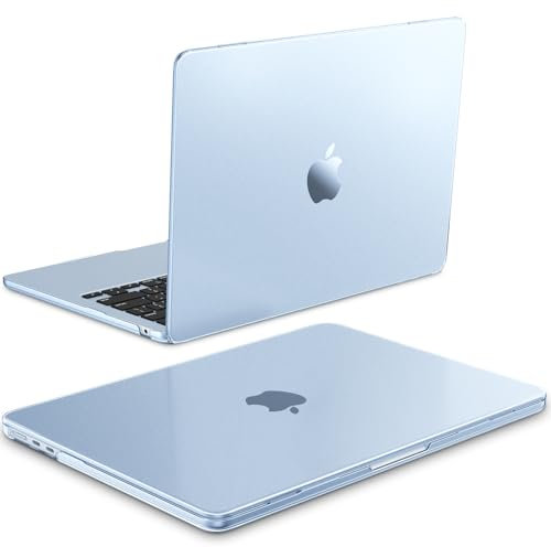 Fintie Hülle Kompatibel mit MacBook Air 13.6 Zoll M4 M3 M2 (2025-2022) A3240 A3113 A2681, Ultradünne Hartschale Schutzhülle Snap Case Kompatibel mit MacBook Air 13.6 Zoll, (A-Matte Himmelblau)