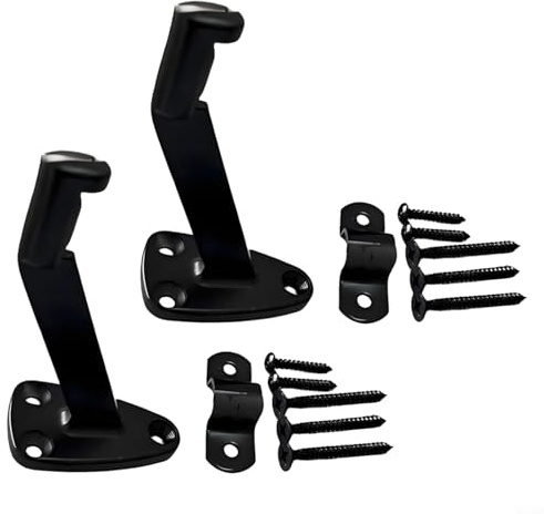 Aluminum Alloy Stair Handrail Bracket Set, Adjustable Wall Support Guardrail Hook For Indoor Outdoor Staircase, 2 Pack With Screws(Black)