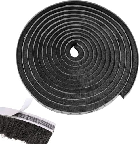 WAIZHIUA Joint à brosse autocollant, 6 m, brosse anti-insectes, brosse d'étanchéité pour volets roulants, porte, fenêtre, porte coulissante, armoire, moustiquaire (noir)