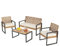 PHI VILLA Gartenmöbel Balkonmöbel Set mit 1 x 2-Sitzer Sofa, 2 x Sessel und 1 x Tisch, 4 Personen Outdoor Lounge Möbel Gartensofa. Wetterfest Rattan Balkon Lounge für Garten Terrasse, Beige & Gelb