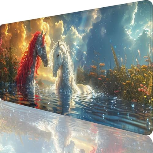 Tapis de Souris Gamer 1600x800x3 mm, Grand Tapis de Souris Bleu, Dessin Animé Mouse Pad Imperméable et Antidérapant, Multifonction Grand Sous Main Bureau pour Clavier et Souris, Gamer Decoration 19-Vi