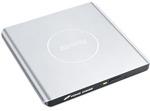 Alronly External CD/DVD Drive for Laptop/PC, USB 3.0 Type-C USB Portable Alloy Player for Computer CD DVD +/-RW Disk Drive CD Burner Writer Reader Compatible with Desktop Windows Apple Linux (F03)