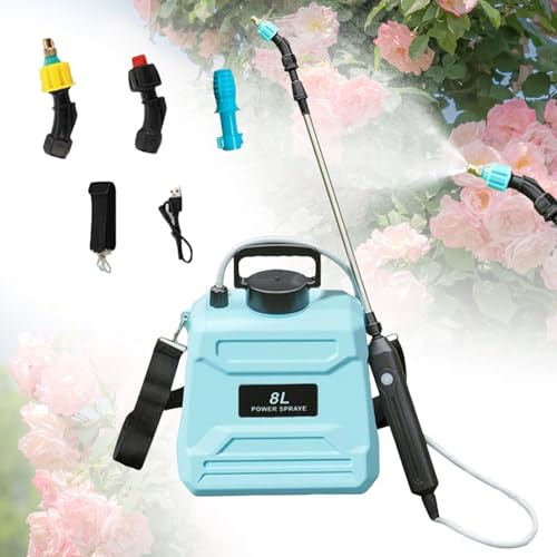 diceevil 8L Elektrischer Pflanzensprüher, Drucksprüher mit 3 Nebeldüsen, Gartenspritze, Unkrautspritze mit Verstellbarem Schultergurt für den Pflanzenschutz für Garten Jäten