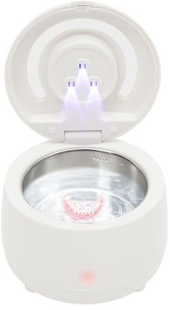 Ultraschallreinigungsgerät, 40kHz Ultraschallreiniger mit 3 Hocheffizienten UVC-Lampen und 25±3W Leistung Leicht Dental Pod für Zahnprothesen, Retainer, Aligner, Halsketten, Ringe, Armbänder