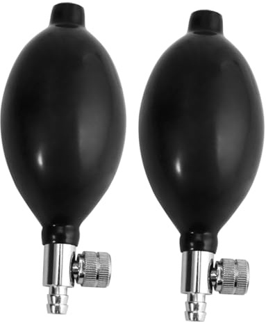 2 Latex Aufblasbirnen für Blutdruckmessgerät 11,5x4x4cm Schwarz | Schnelle Manuelle Inflation, Kontrollierte Luftabgabe, Ventil, für Zuhause, Pflegekräfte und Geräteaustausch
