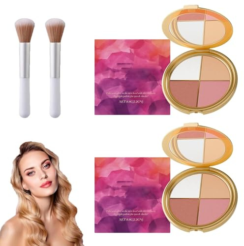 4-in-1 Highlighter-Palette für Rouge, Highlighter-Palette für Augen und Wangen, Kontur-Set, multifunktionale 4-in-1-Palette