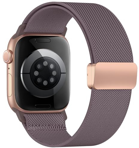 Elastisches Armband Kompatibel mit Apple Watch Armband 40mm 44mm 42mm 46mm 41mm 45mm 38mm Damen Herren, Magnetic Closure Nylon Sport loop für iWatch Series 11 10 9 8 7 6 5 4 3 2 1 Ultra SE, Schwarz