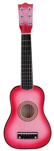 TOVINANNA Guitare Jouet en Bois Rose de 53 Cm (21 Pouces) pour Enfants de 3 à 6 Ans (Filles Et Garçons), Instrument de Musique Acoustique d'apprentissage de Petite Taille pour Débutants.